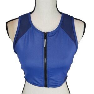 Good American The Power Full Zip Sports Bra, Size 2‎ (Medium), 2 Tone Blue